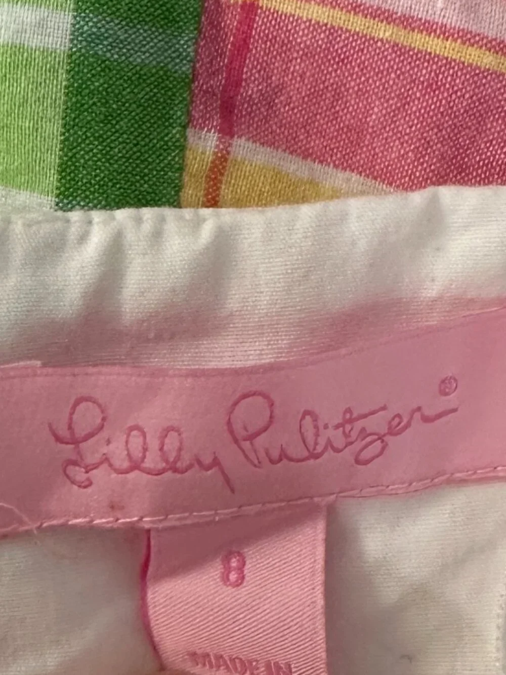 LILLY PULITZER MADRAS AND RUFFLE DRESS MEDIUM NWOT